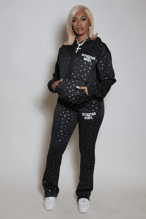 Shamoney Black Rhinestone Stacked Track Set