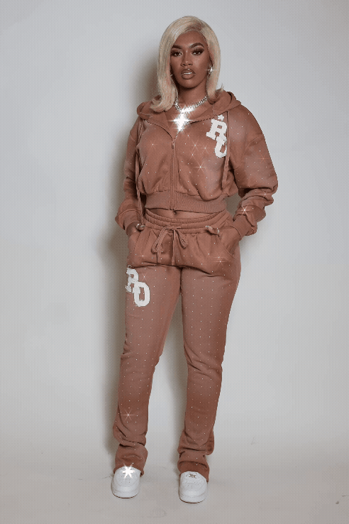 Tyona Mocha Rhinestone Stacked Flare Track Set