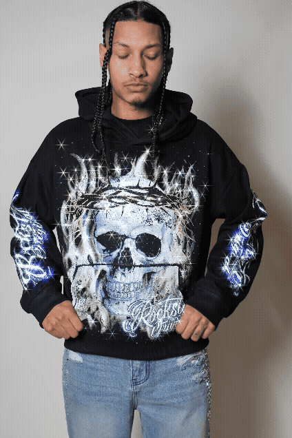 Blaise Black Rhinestone Oversized Hoodie