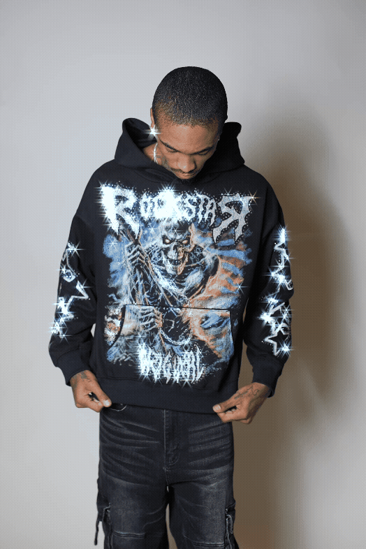 Krio Black Rhinestone Oversized Hoodie