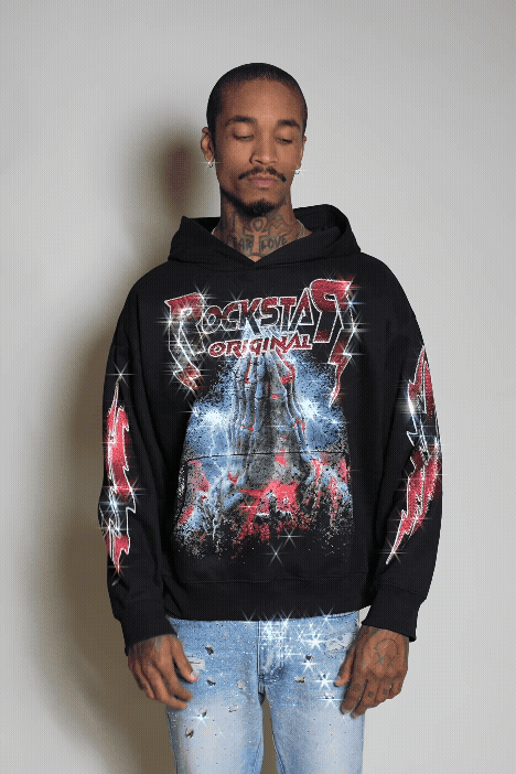 Ruhl Black Rhinestone Oversized Hoodie