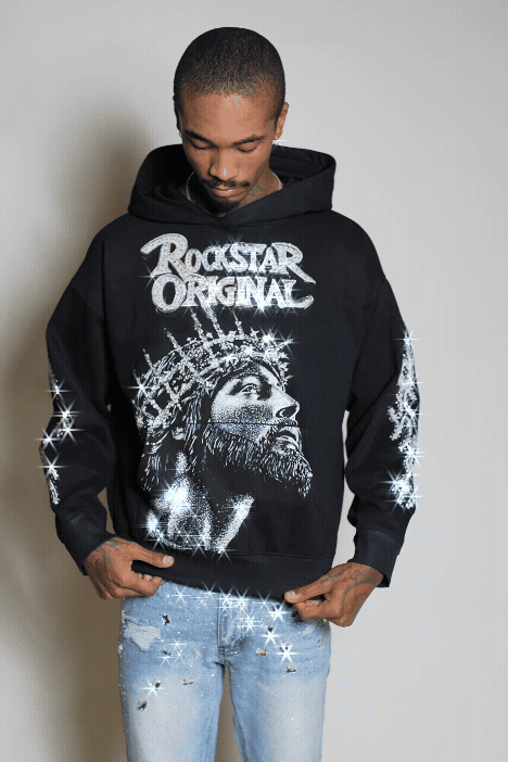Darius Black Rhinestone Oversized Hoodie