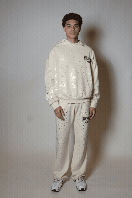 Twinkle Sand Rhinestone Hoodie Relaxed Track Set
