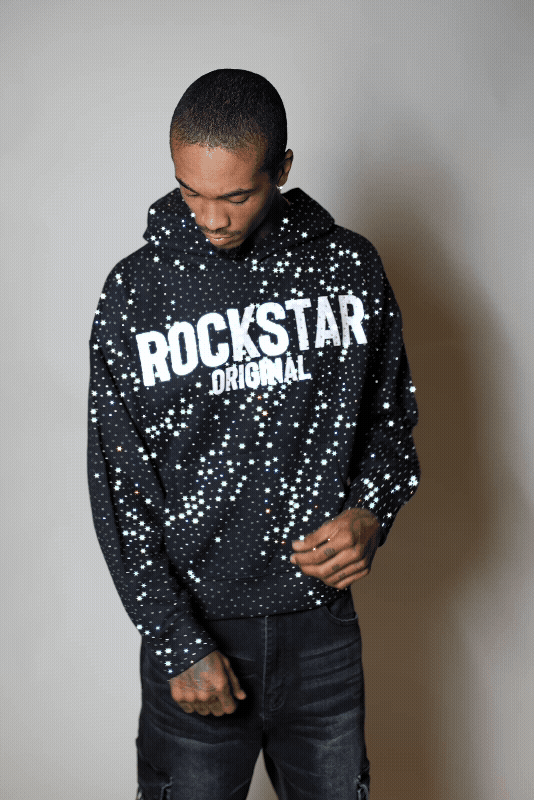 Crystiq Black/White Rhinestone Oversized Hoodie