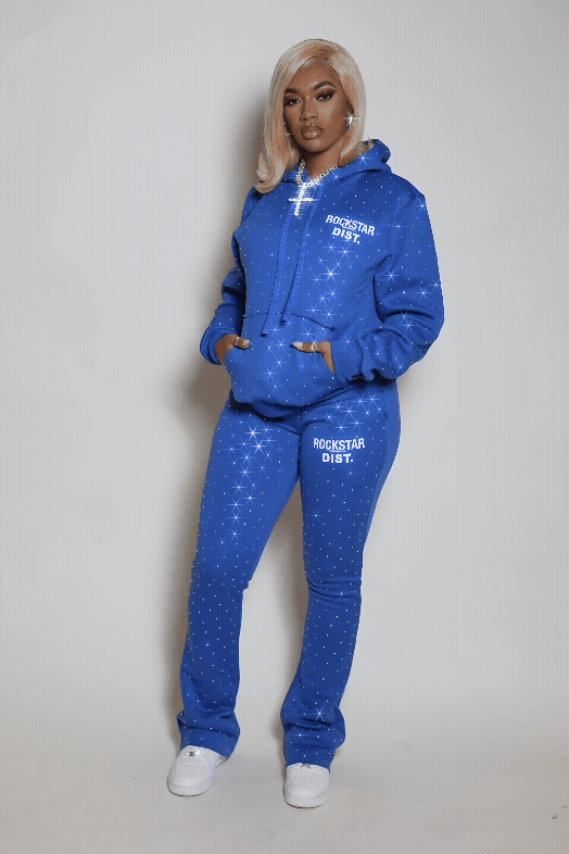 Shamoney Royal Blue Rhinestone Stacked Track Set