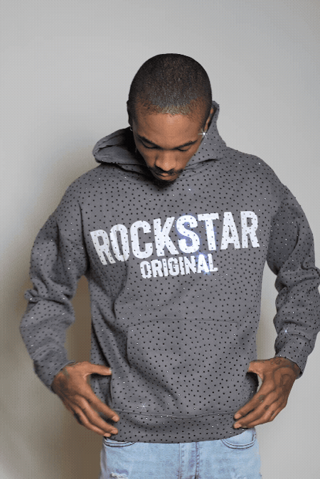 Crystiq Charcoal/White Rhinestone Oversized Hoodie