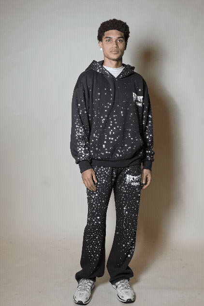 Twinkle Iron/Clear Rhinestone Hoodie Relaxed Track Set