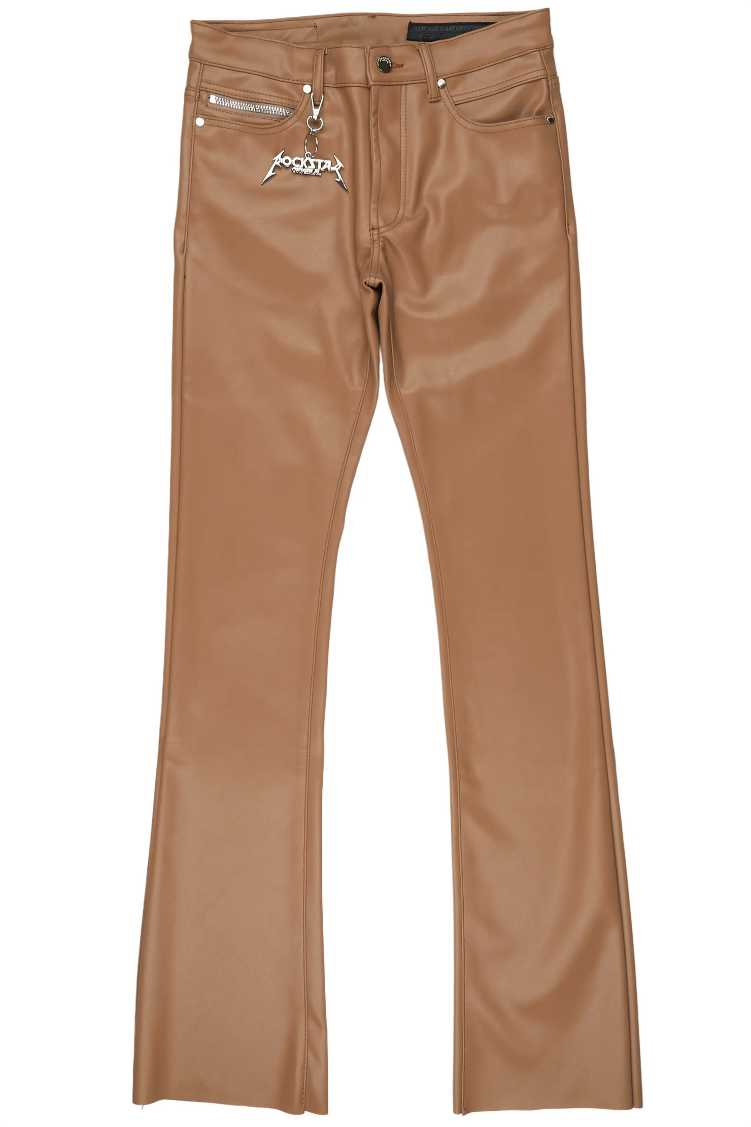 Ricky Beige Faux Leather Stacked Jean