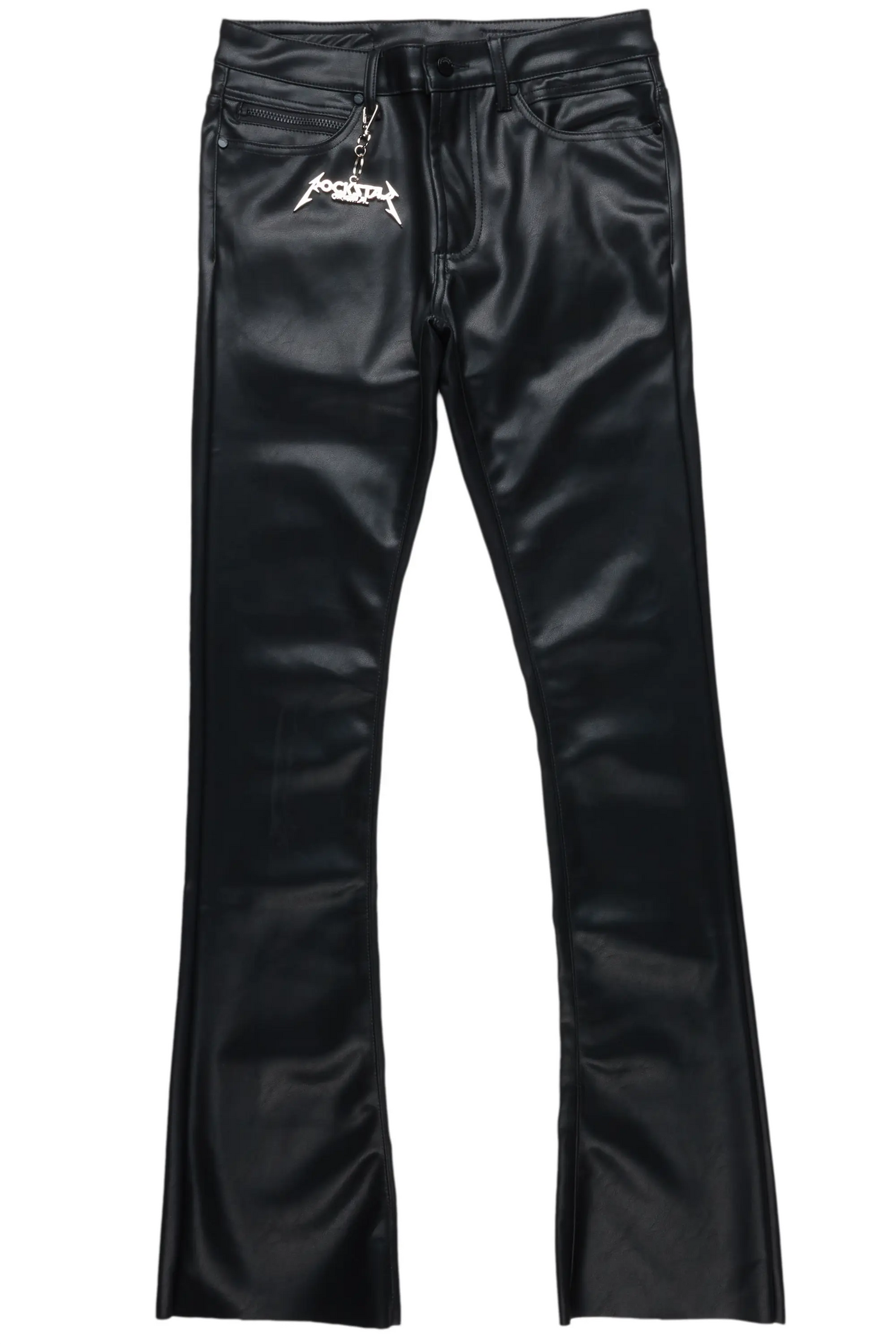 Ricky Black Faux Leather Stacked Jean