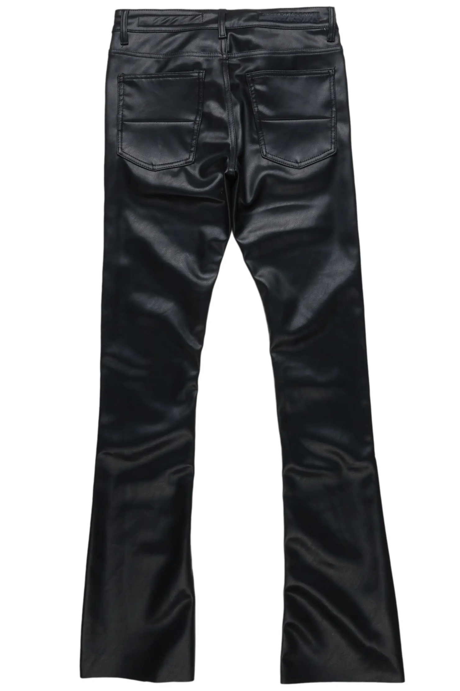 Ricky Black Faux Leather Stacked Jean