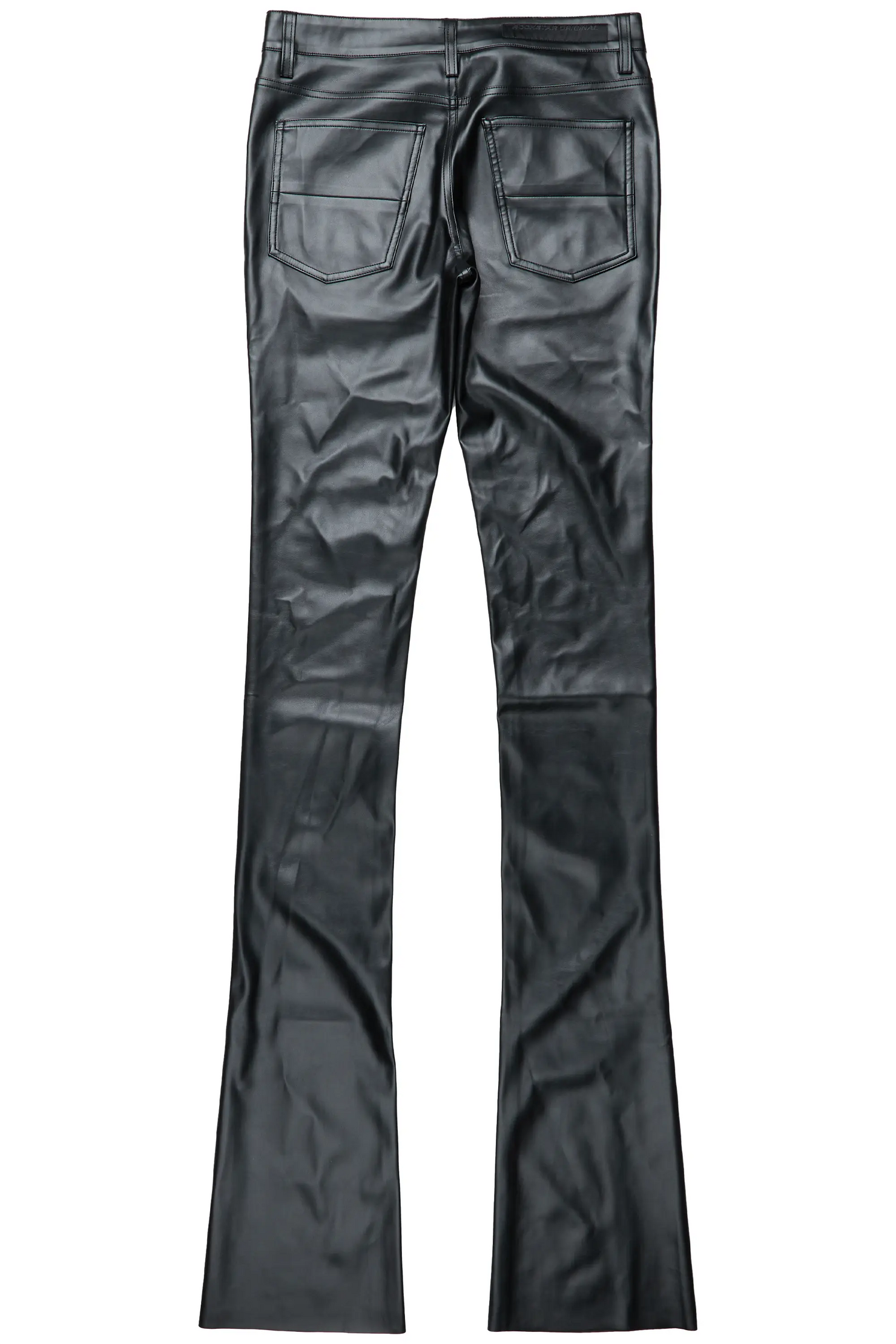 Ricky Black Super Stacked Faux Leather Pant