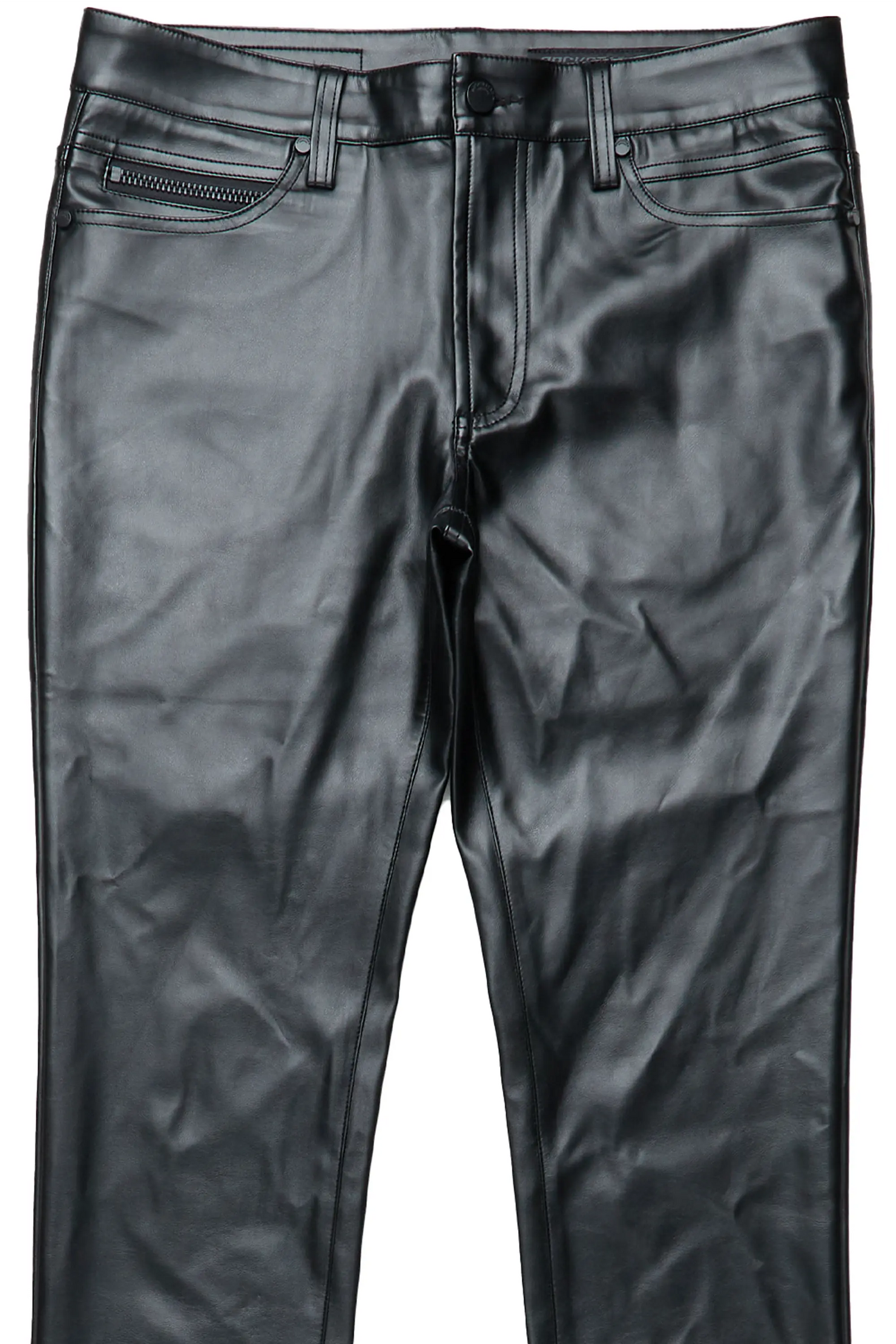 Ricky Black Super Stacked Faux Leather Pant
