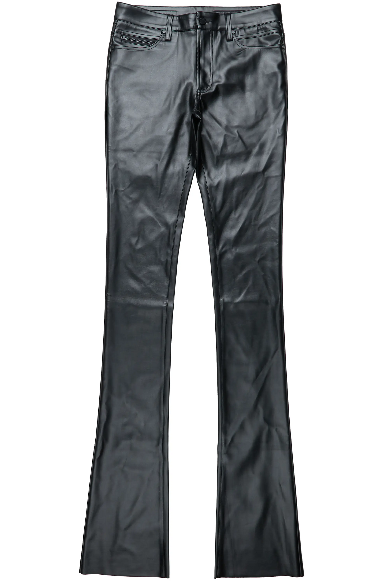 Ricky Black Super Stacked Faux Leather Pant