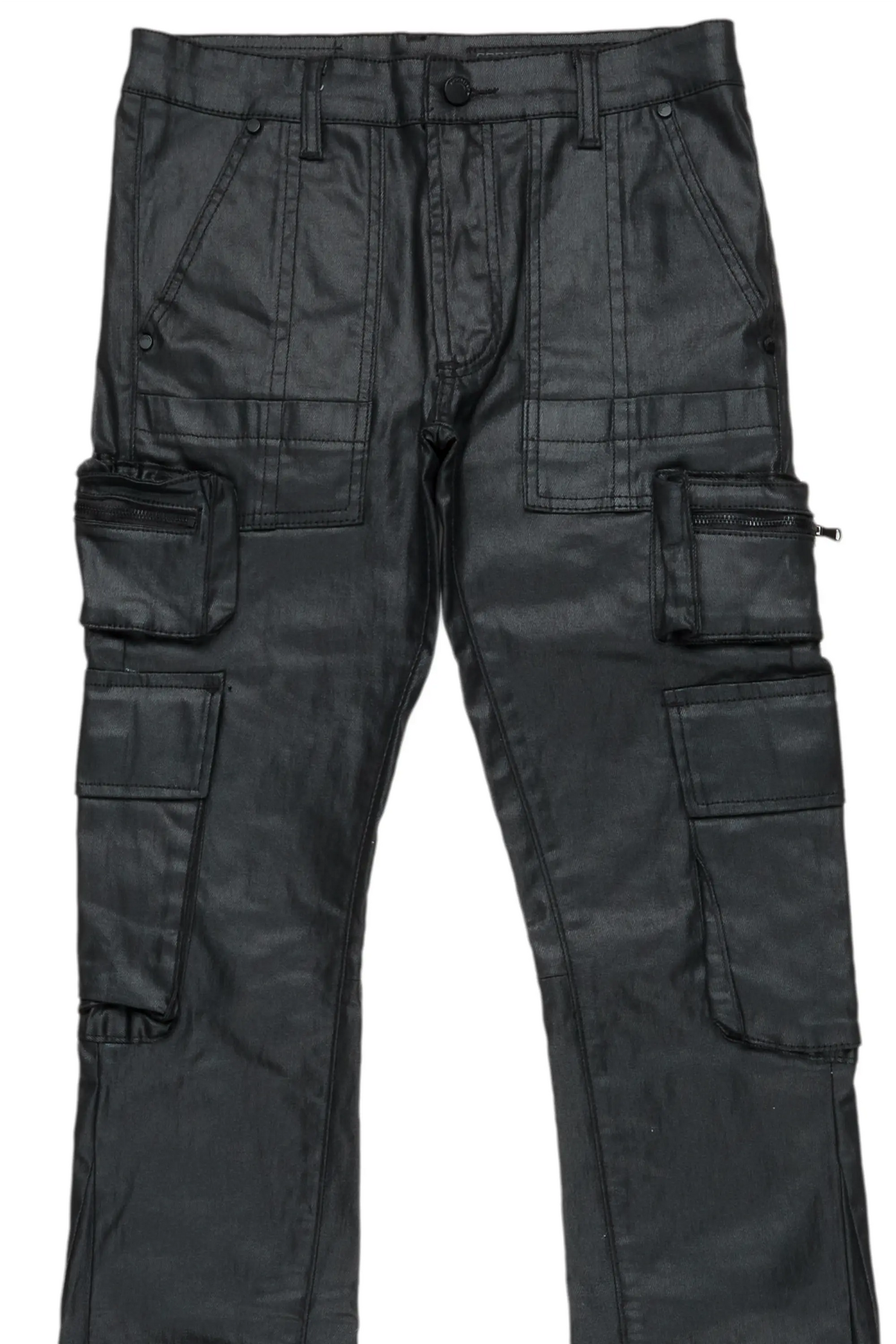Ritz Black Coated Stacked Flare Jean