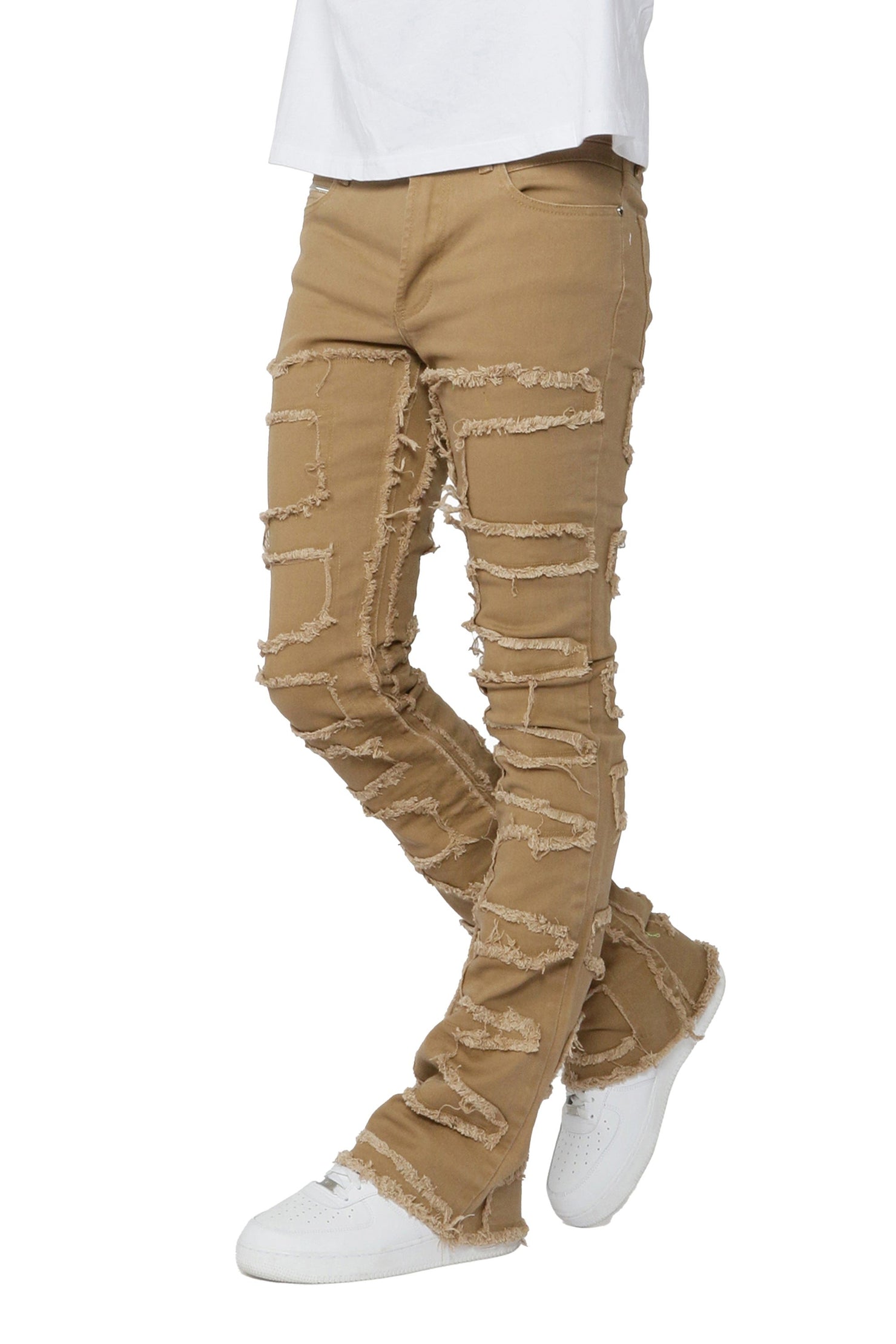 Rockstar Original Gavin Beige Stacked Flare Jean AMAZON