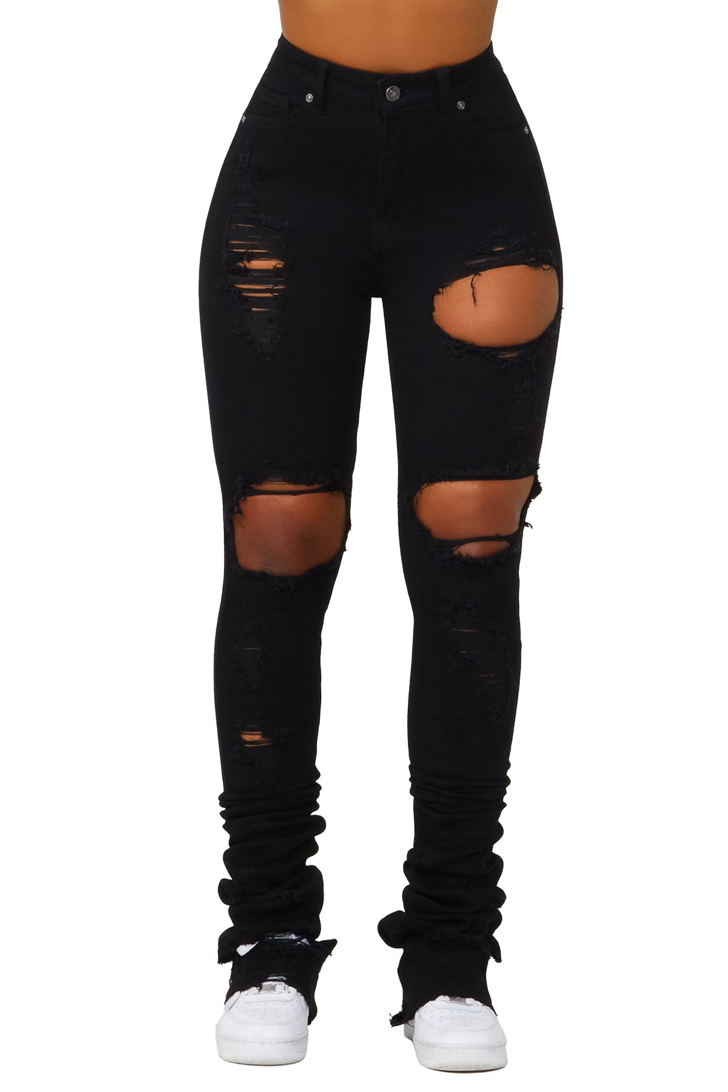 Rockstar Original Sheana Black Distressed Super Stacked Jean AMAZON
