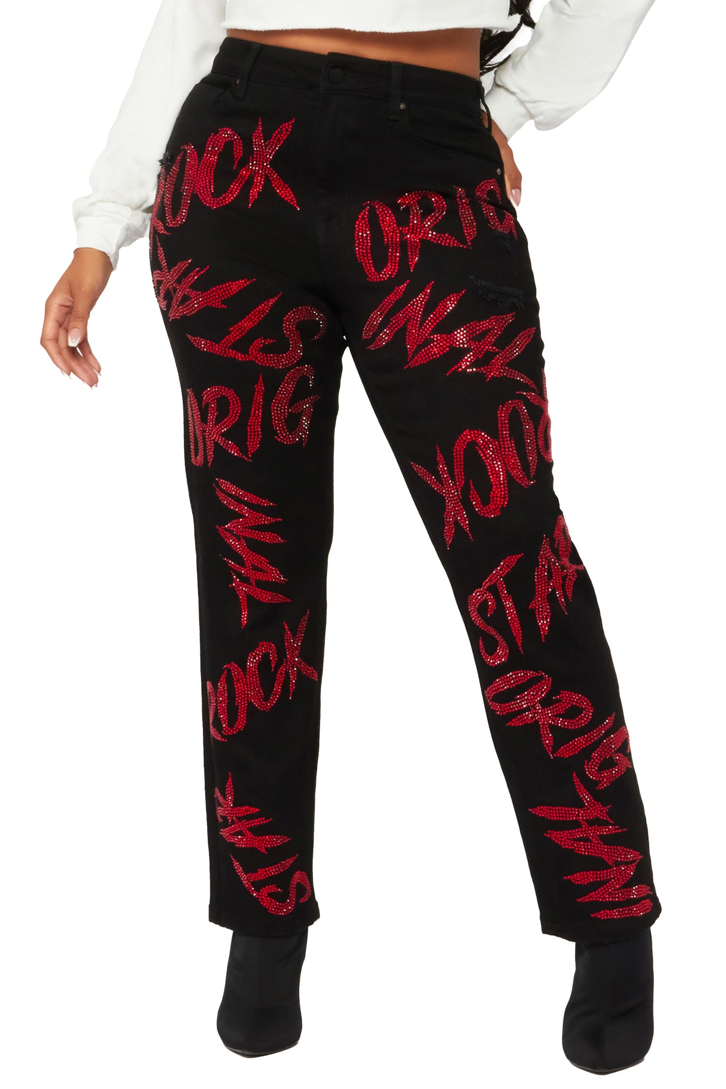 Rockstar Original Sound The Alarm Black Wide Leg Jean AMAZON