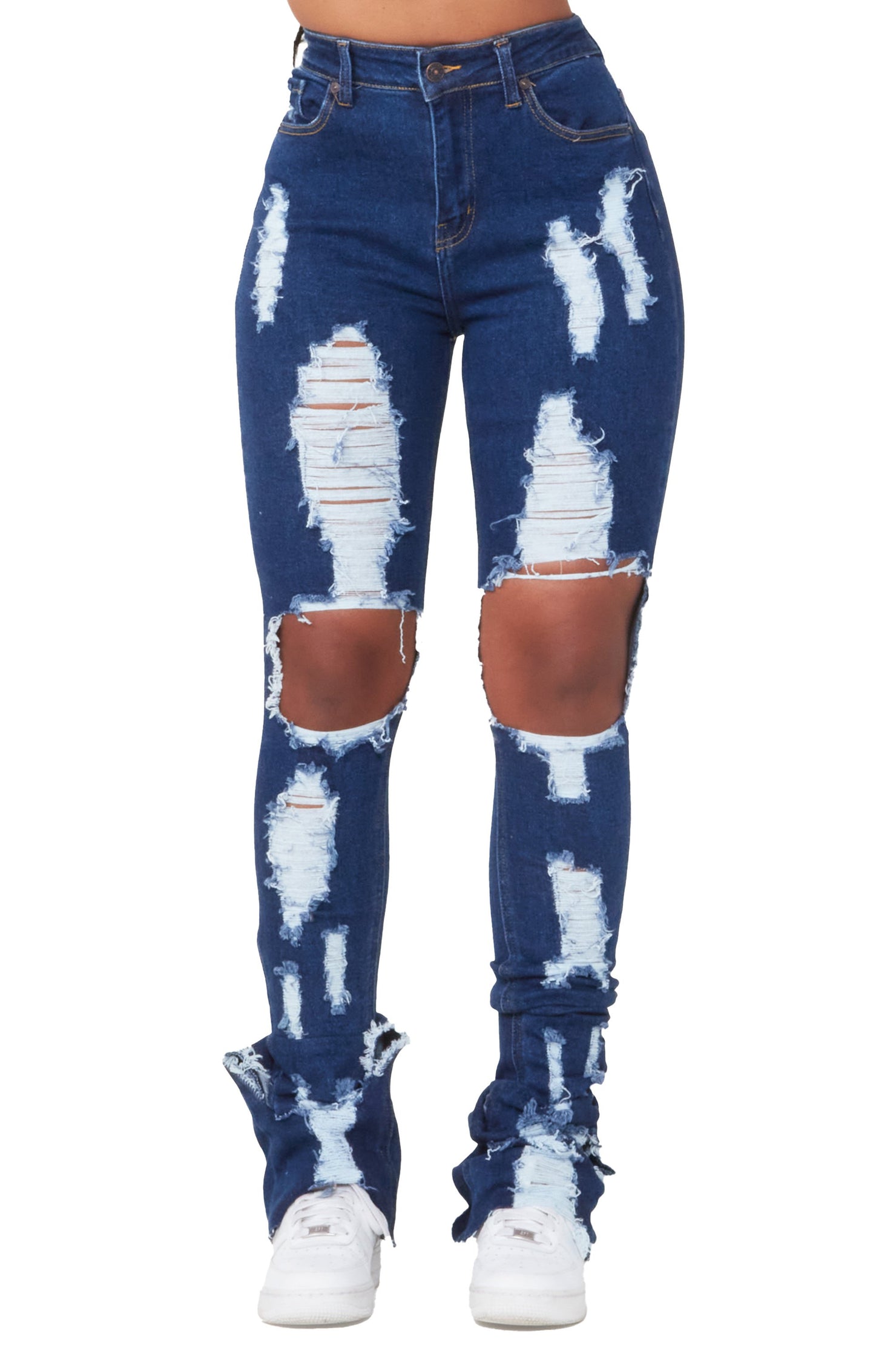 Rockstar Original Valerie Dark Wash Distressed Super Stacked Jean AMAZON