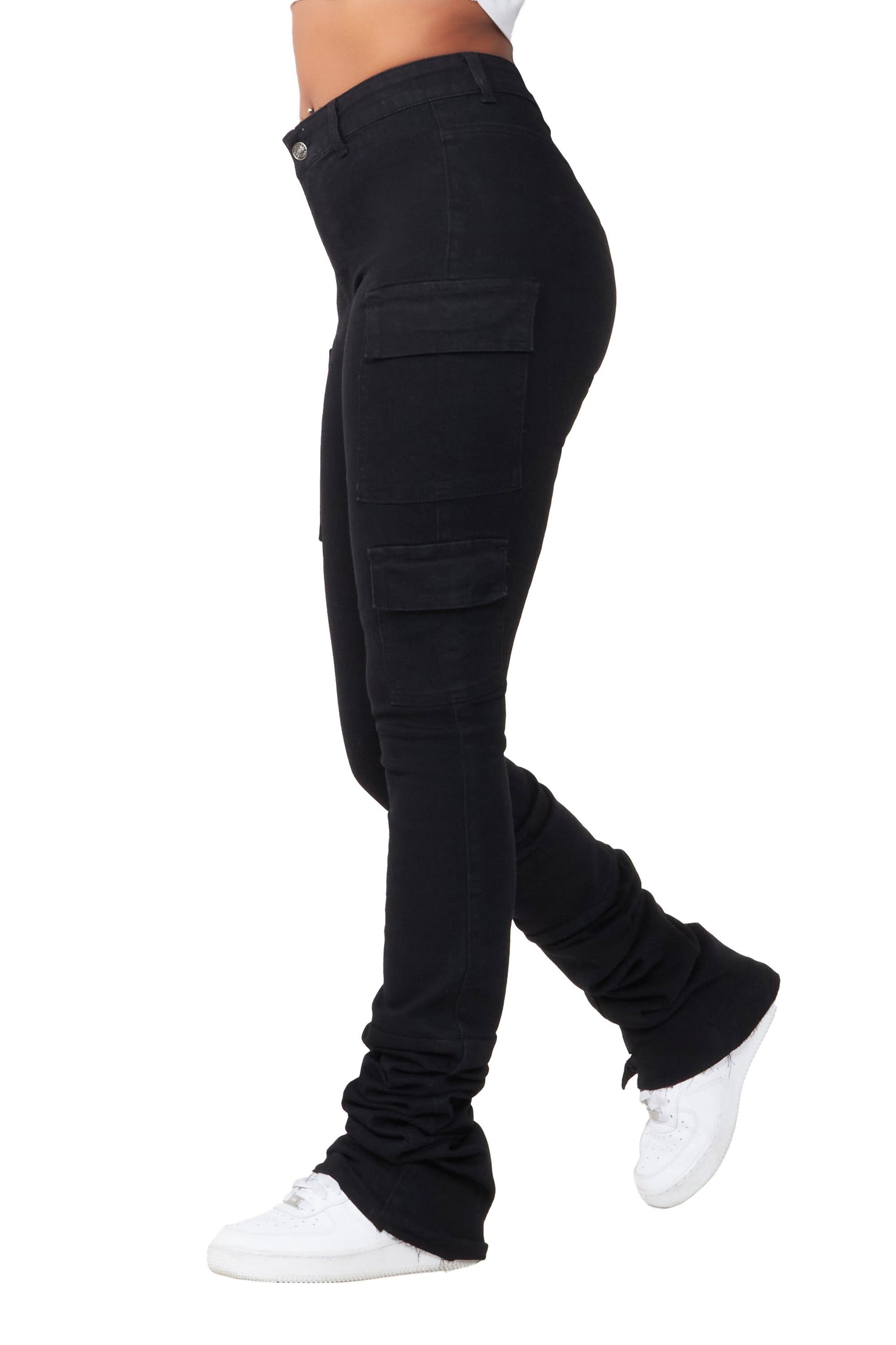 Rockstar Original Vixen Black Cargo Super Stacked Jean AMAZON