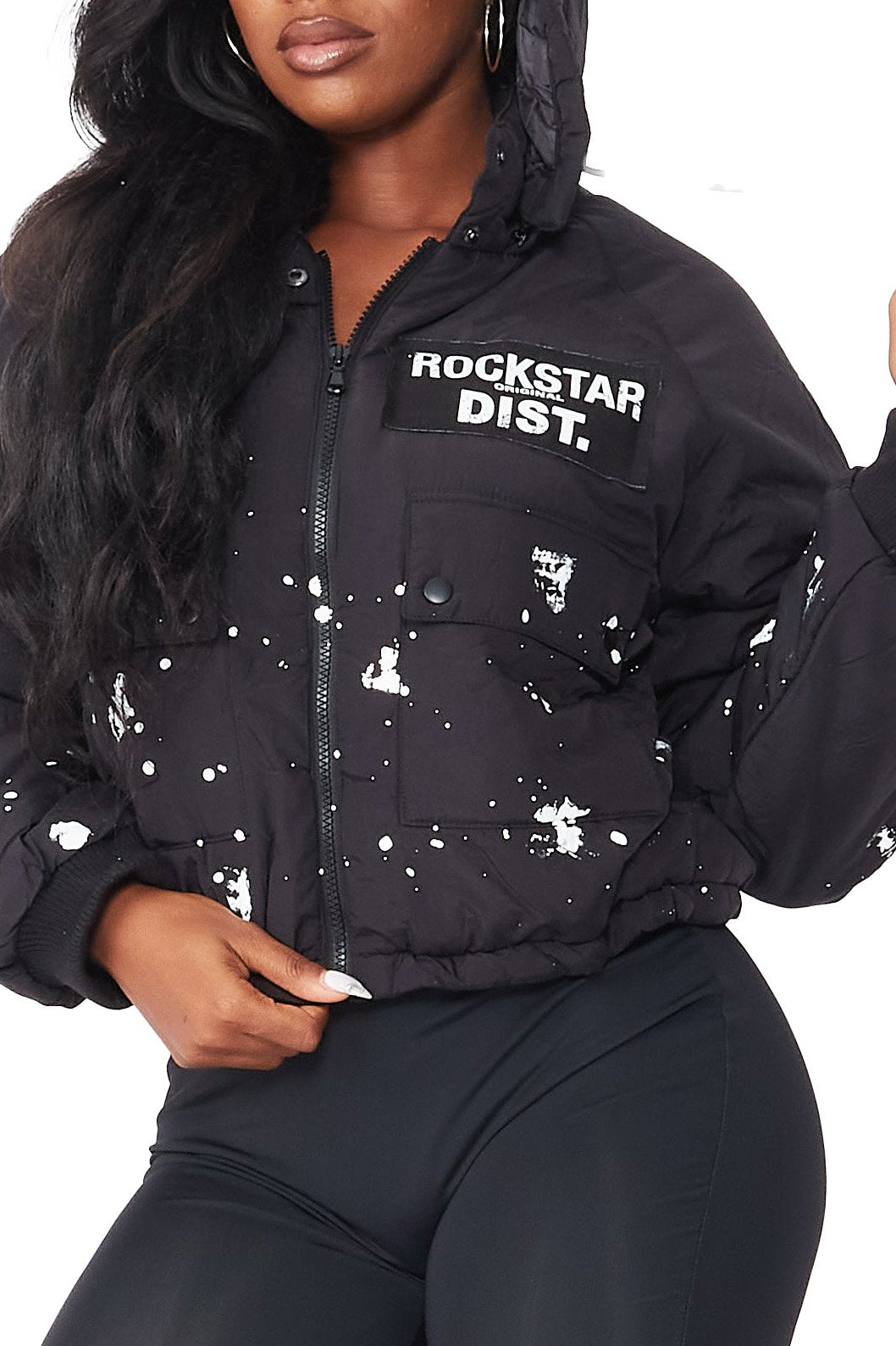 Rockstar Original Zayla Black Art Dist. Puffer Jacket AMAZON