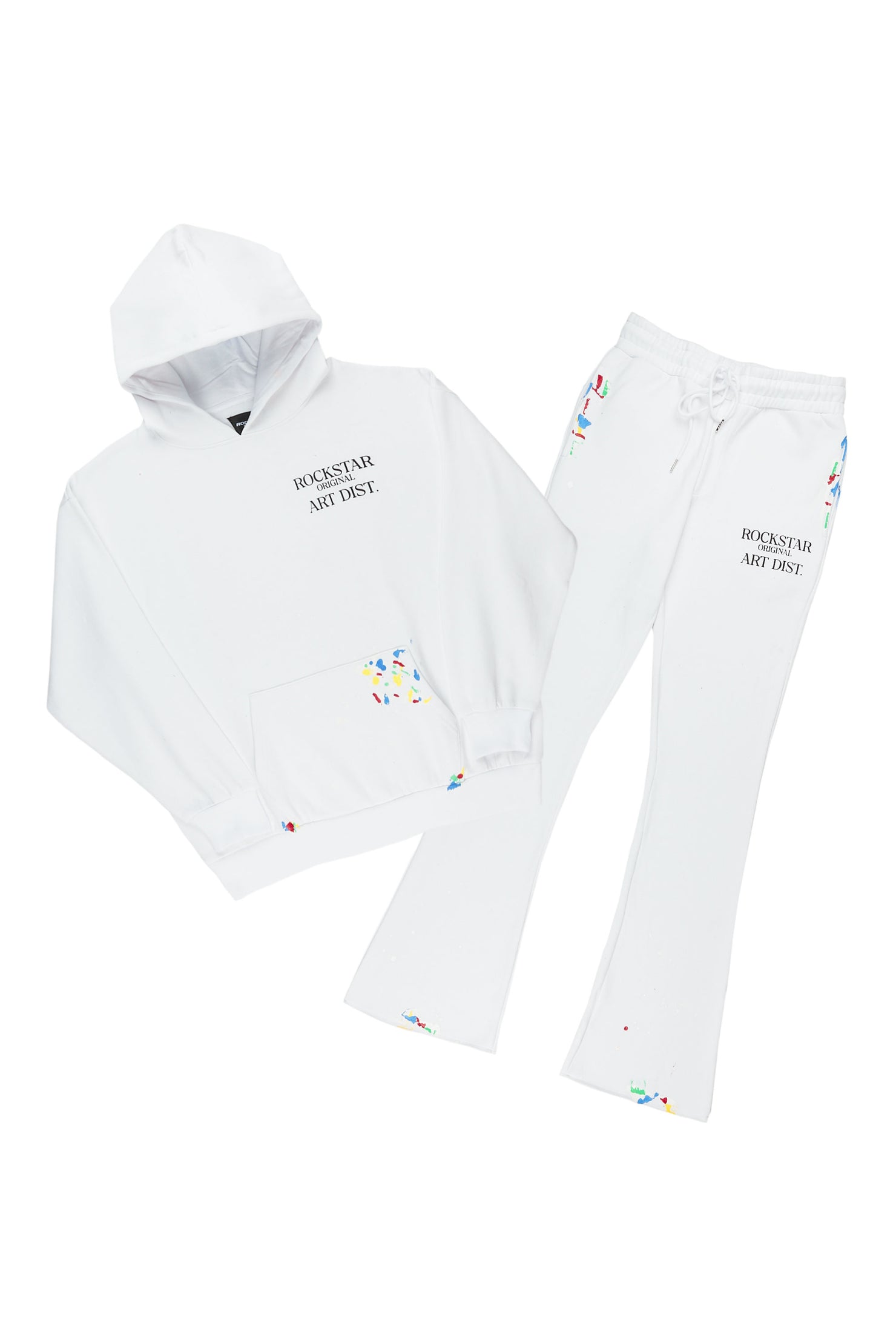 Rockstar Art Dist. White Hoodie/Flare Trackset
