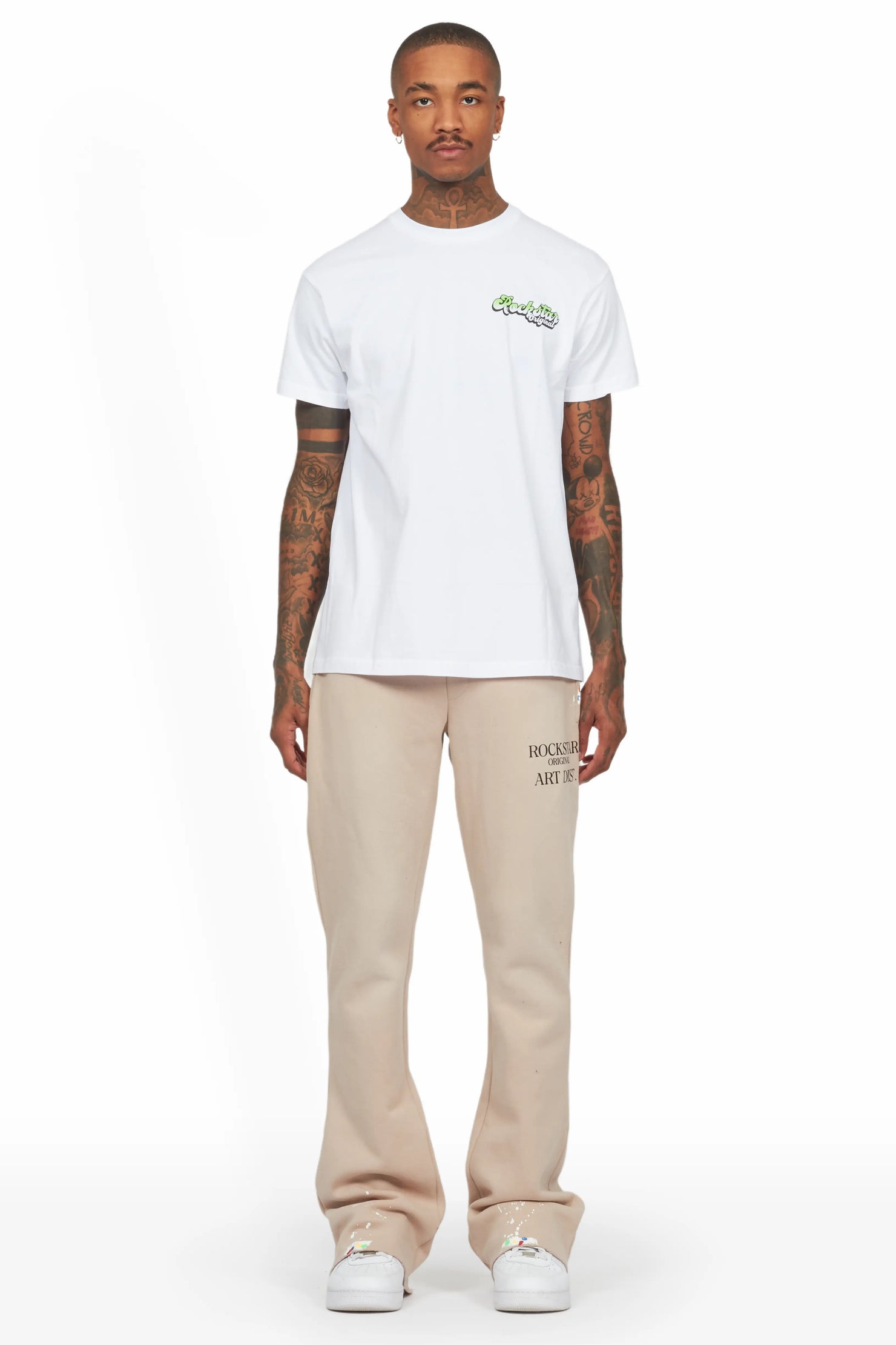 Rockstar Art Dist Tan Stacked Flare Pants