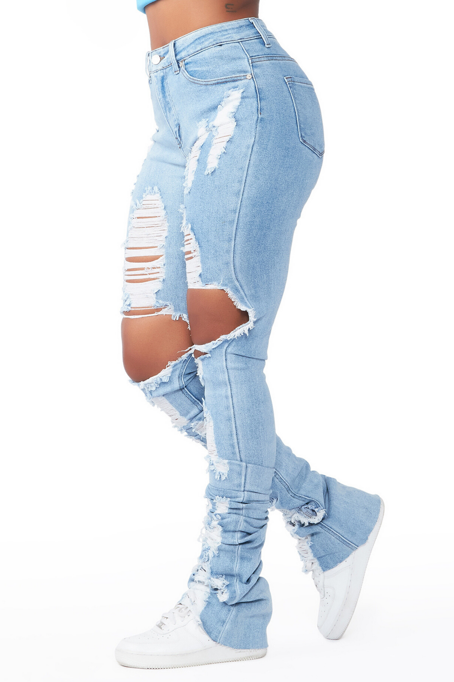Stacked jeans online women