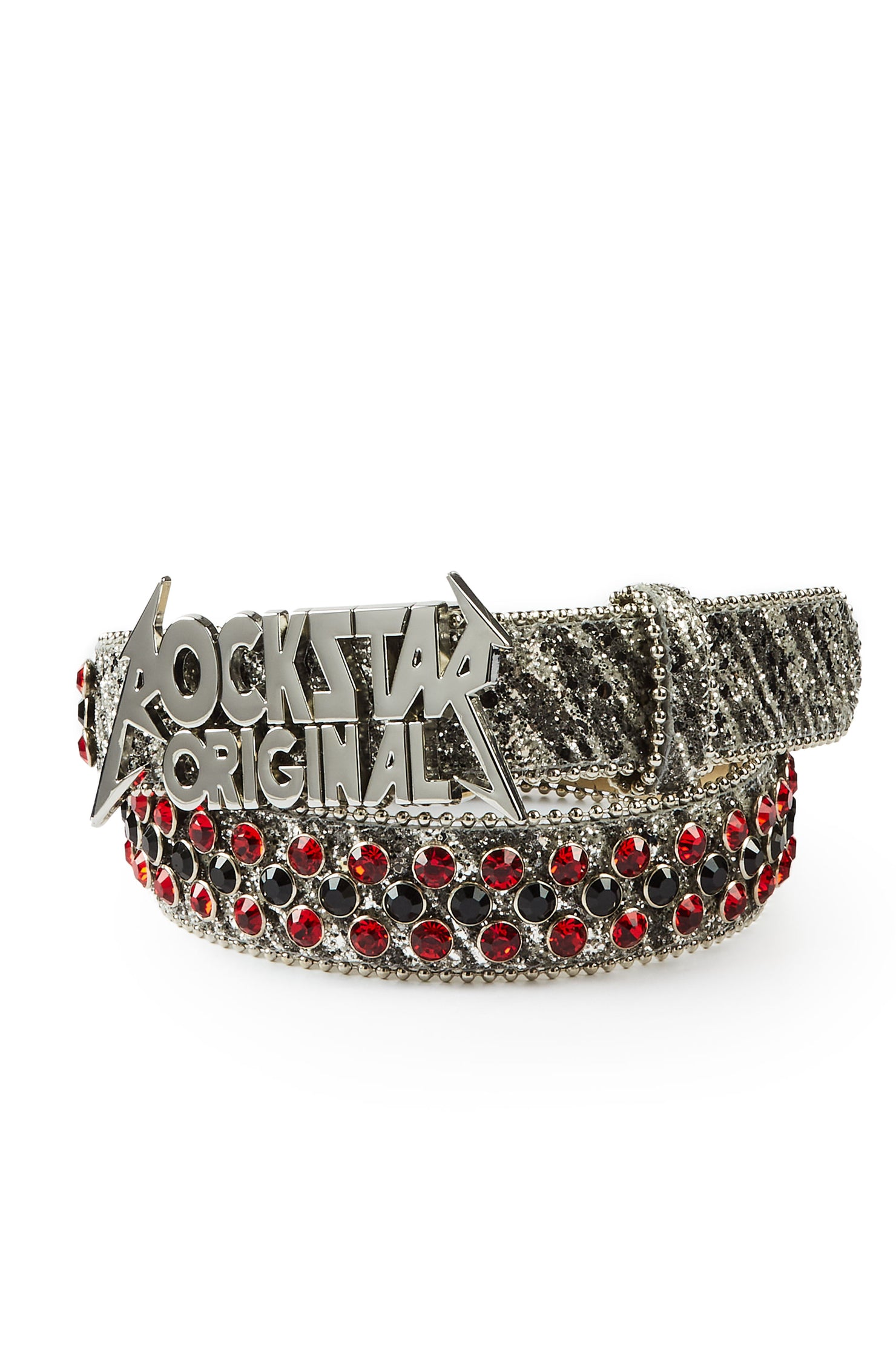 Silas Rockstar Logo Belt- Silver/Red