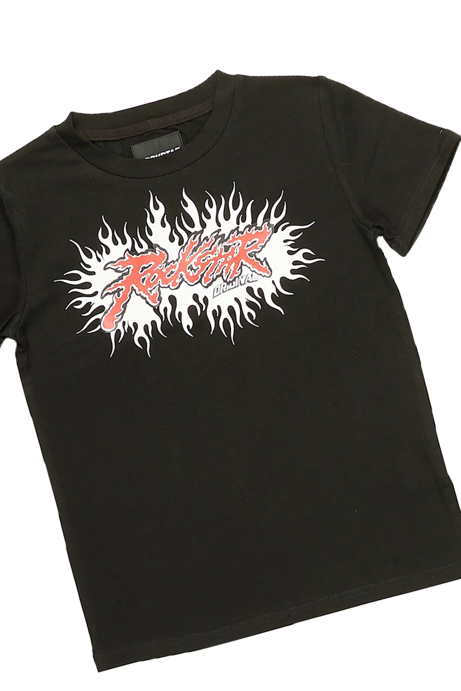 Boys Spencer Black T-Shirt/Stacked Flare Jean Set