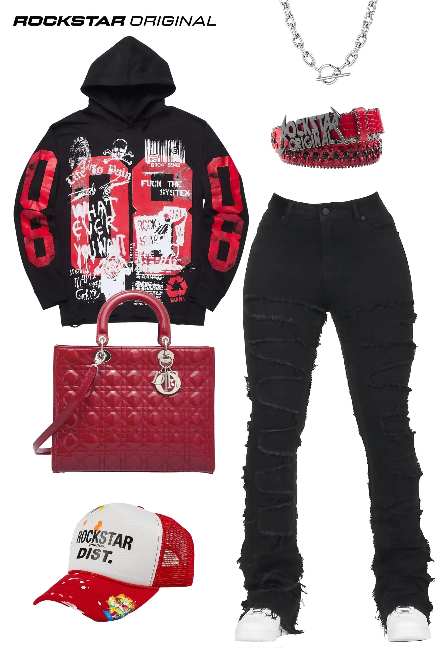 Zariyah Black Stacked Flare Jean