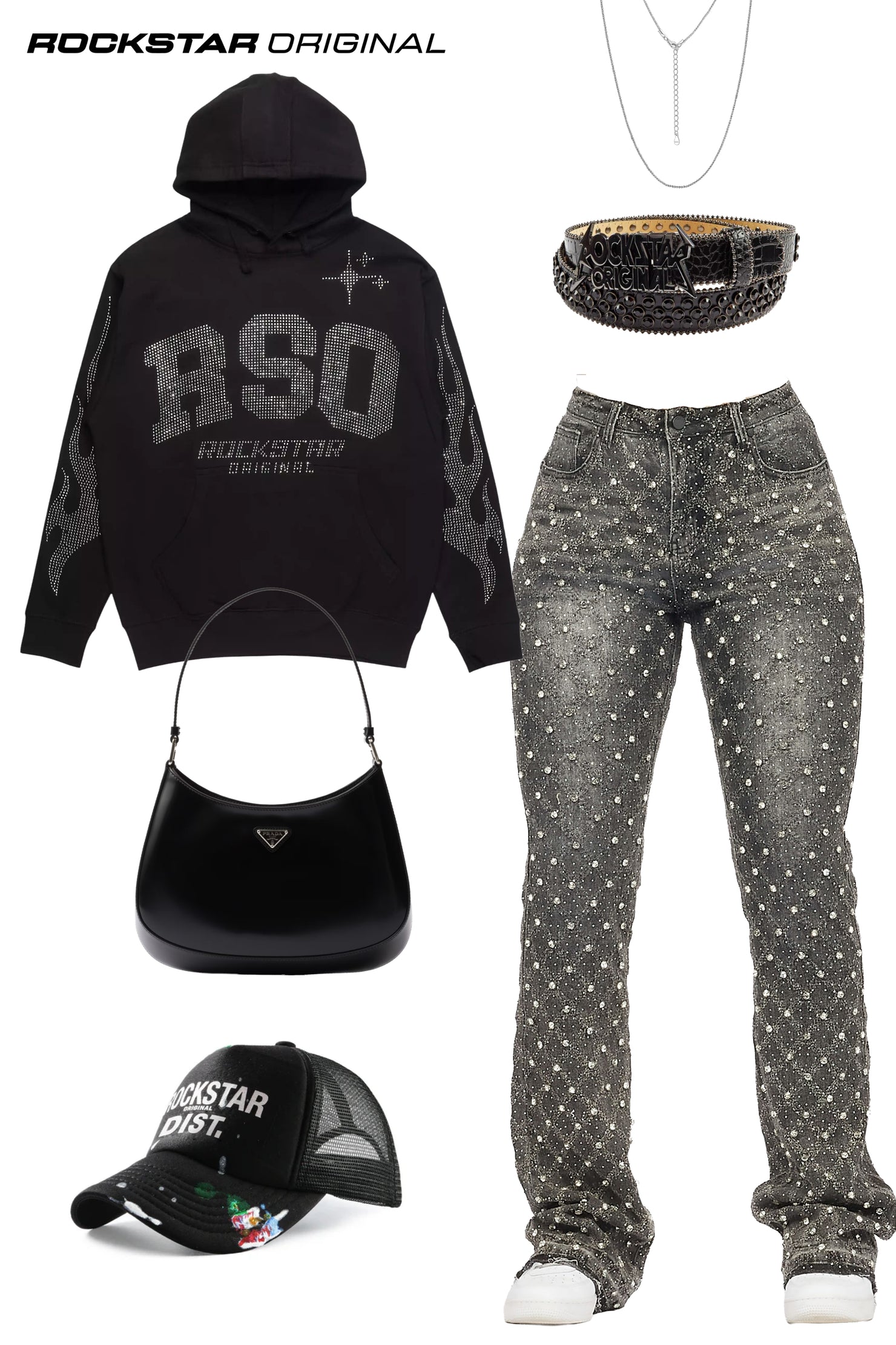Parnella Black Rhinestone Hoodie