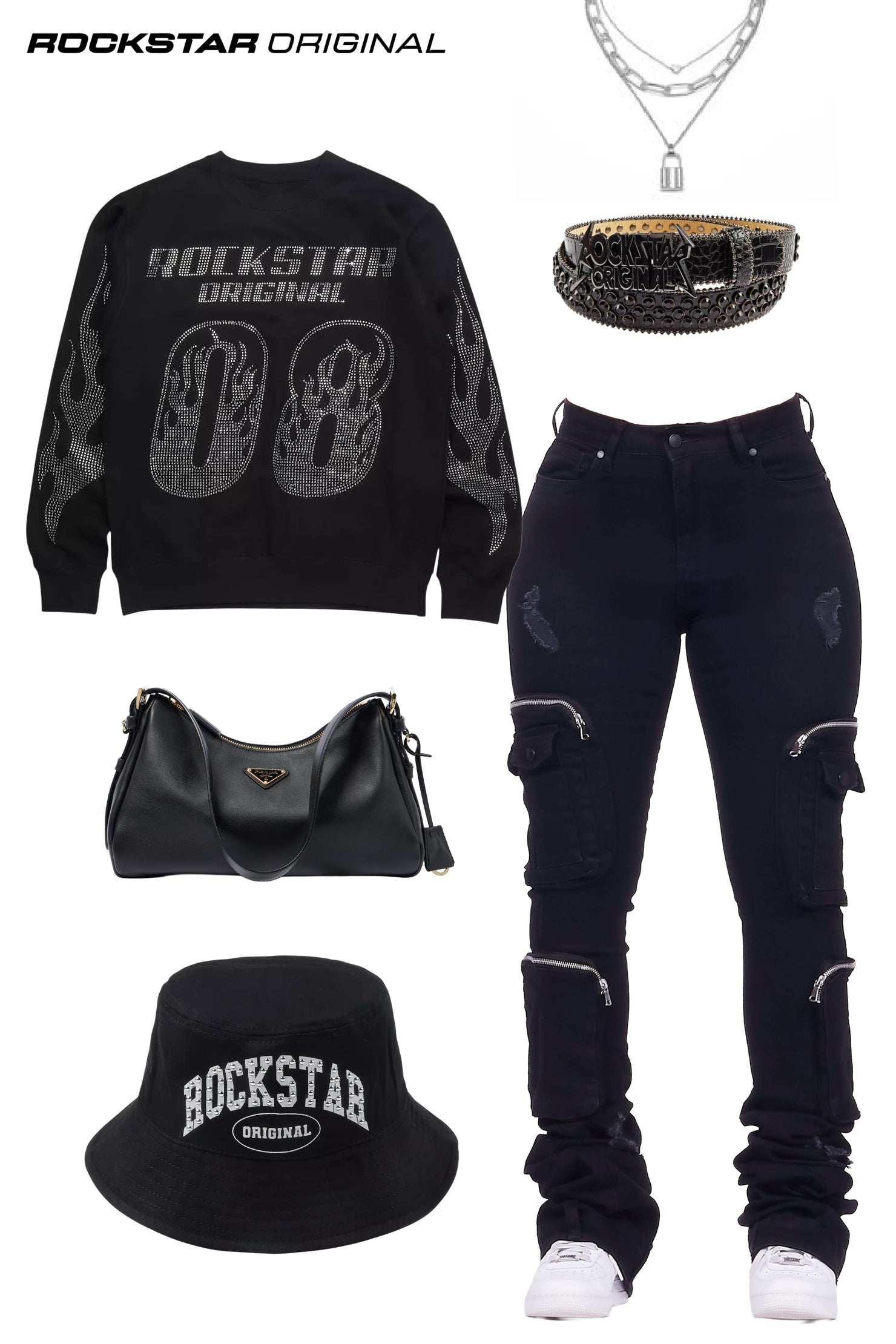Markisha Black Rhinestone Crewneck Sweatshirt