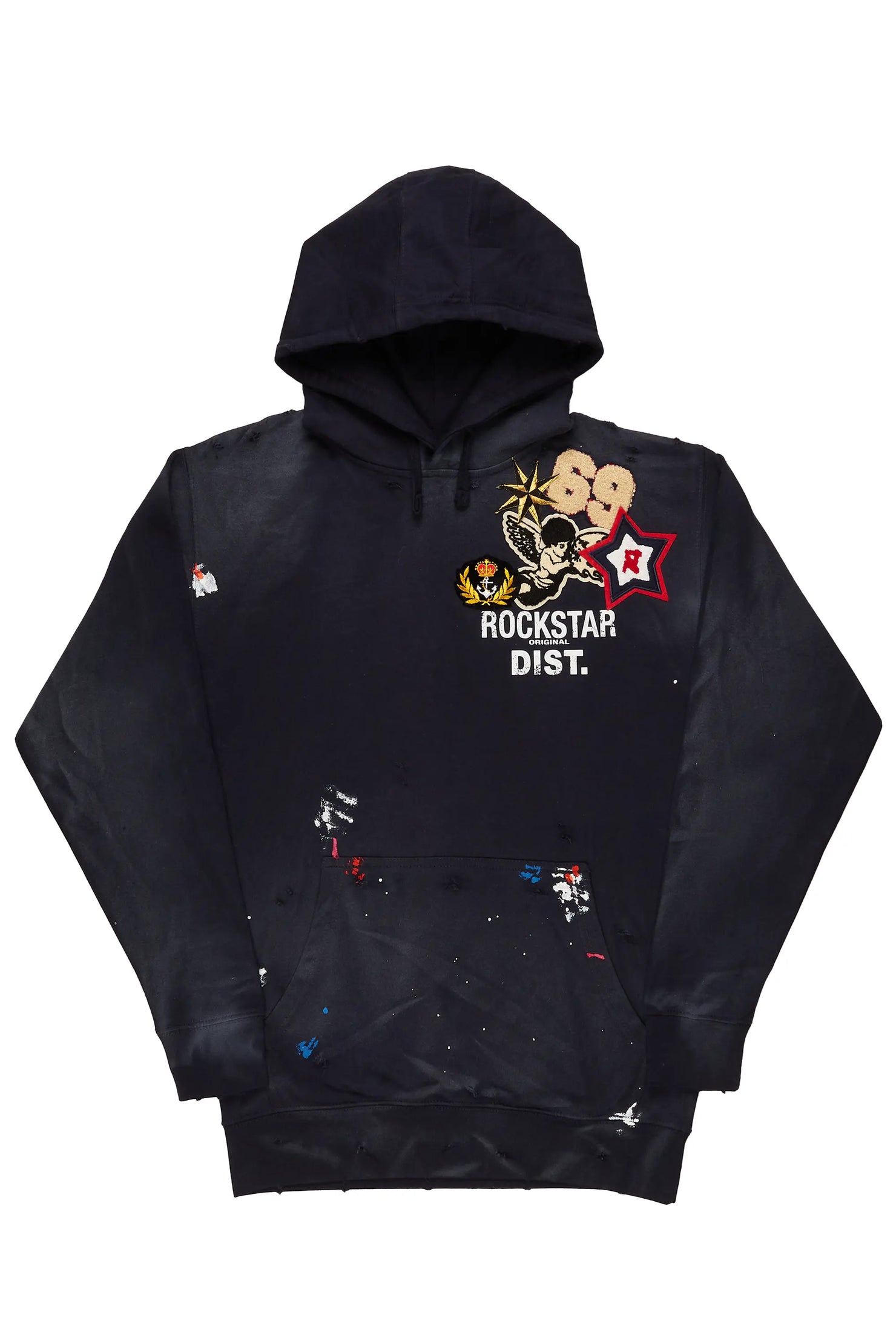 Samuel Navy Patchwork Graphic Hoodie