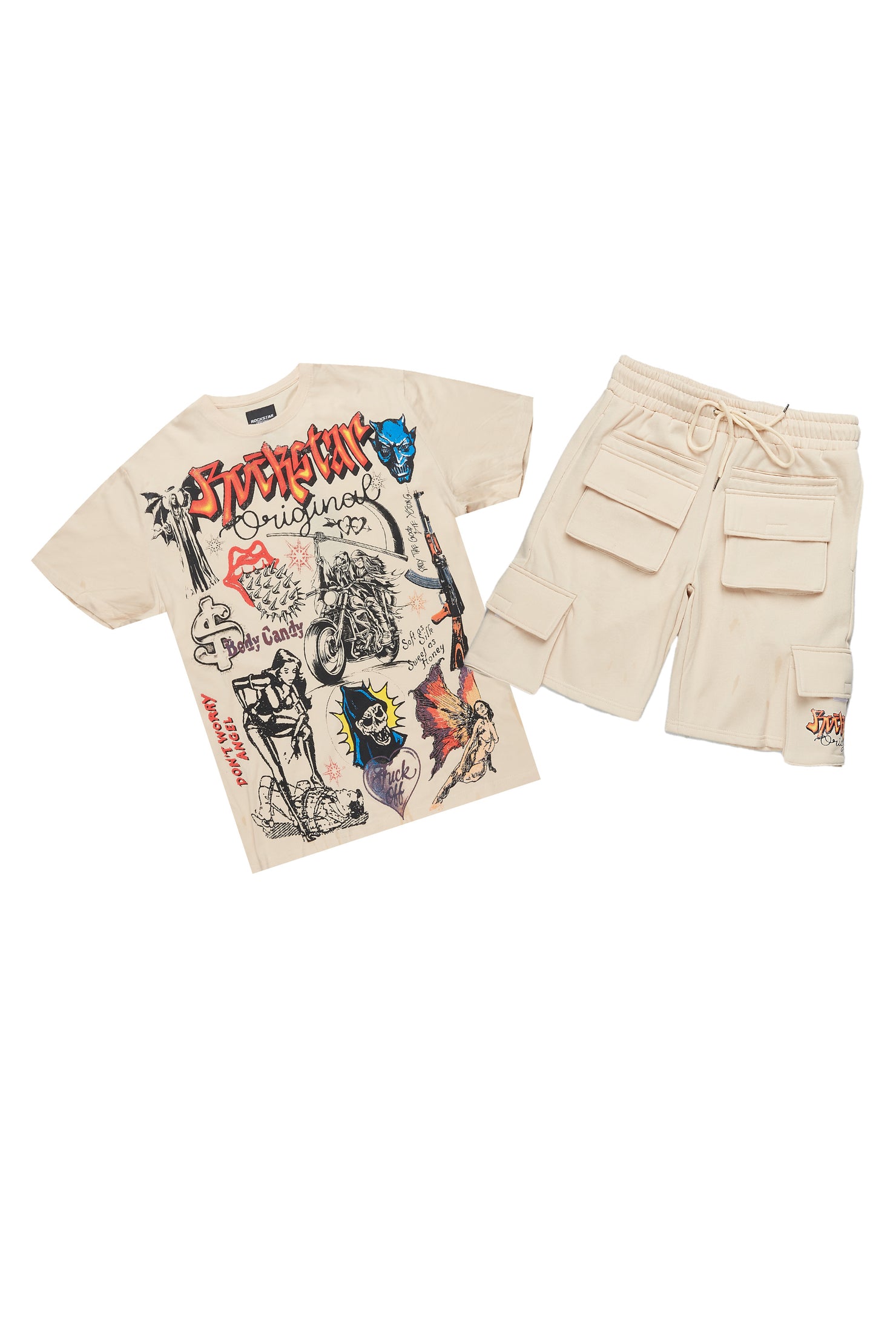Shoota Beige/Black Short Set