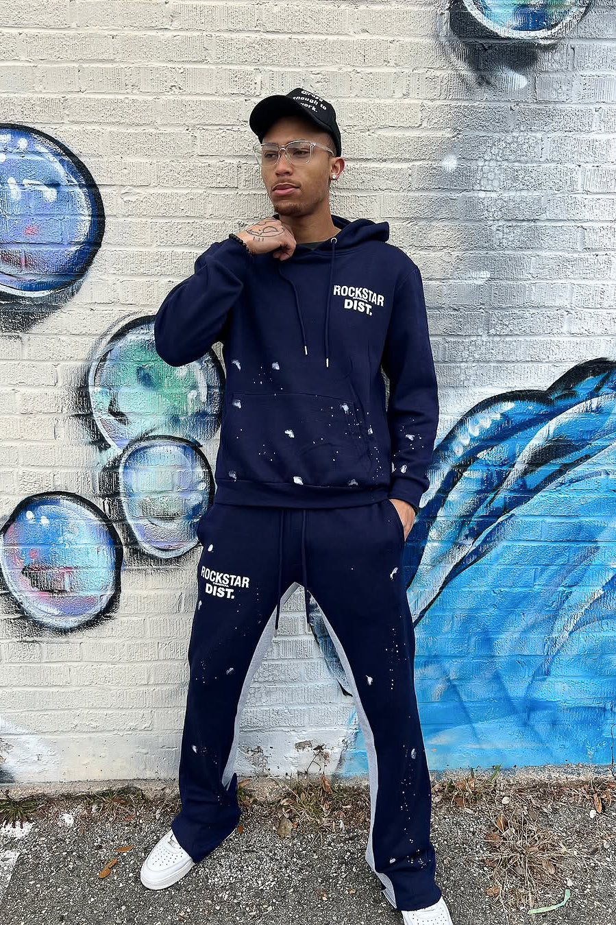 Raffer Navy Hoodie Flare Track Set