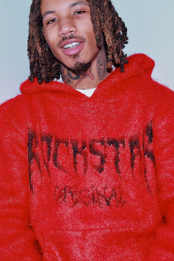 Andros Red Graphic Knitted Hoodie