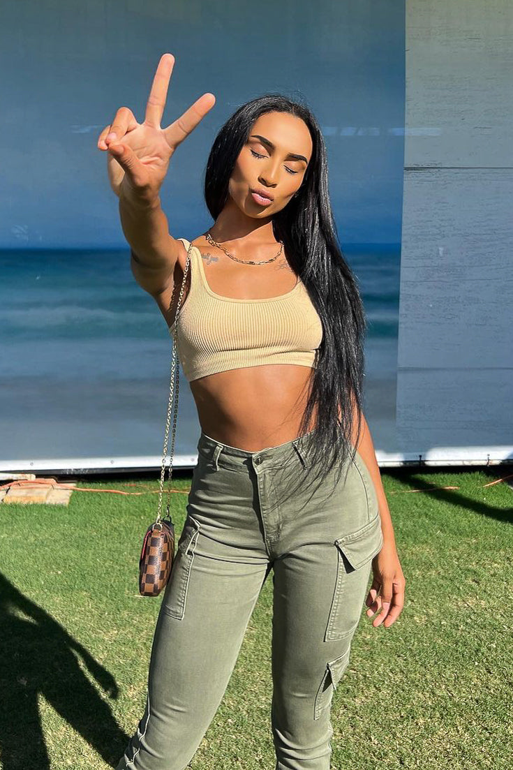 Vixen Olive Cargo Super Stacked Jean