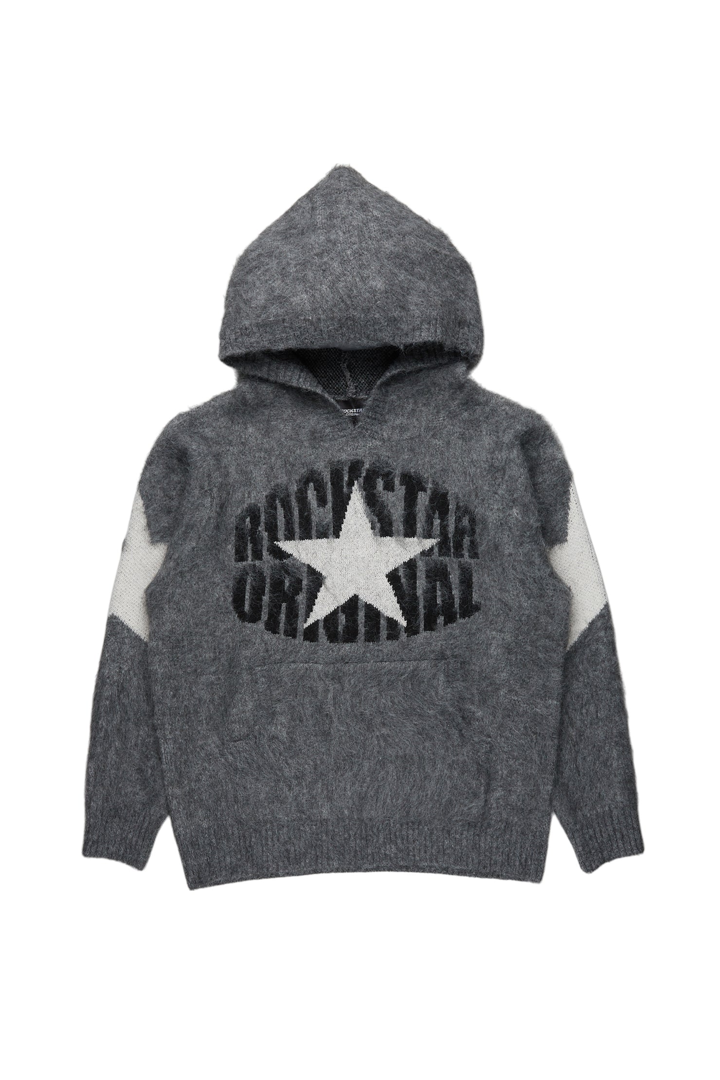 Nasheaka Grey Graphic Knit Hoodie