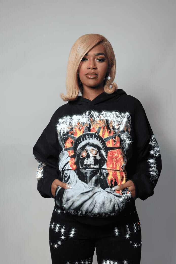 Jordana Black Rhinestone Hoodie