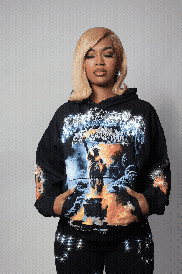 Sascha Black Rhinestone Hoodie