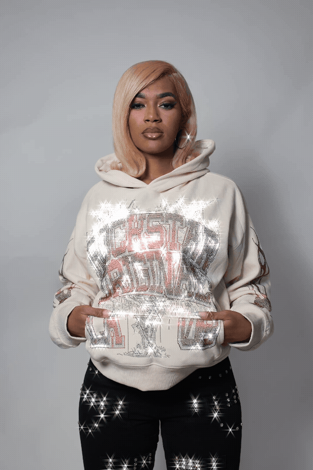 Lindsay Beige Rhinestone Hoodie