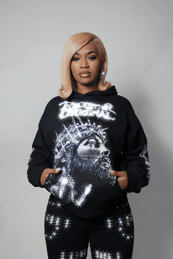 Lathora Black Rhinestone Hoodie
