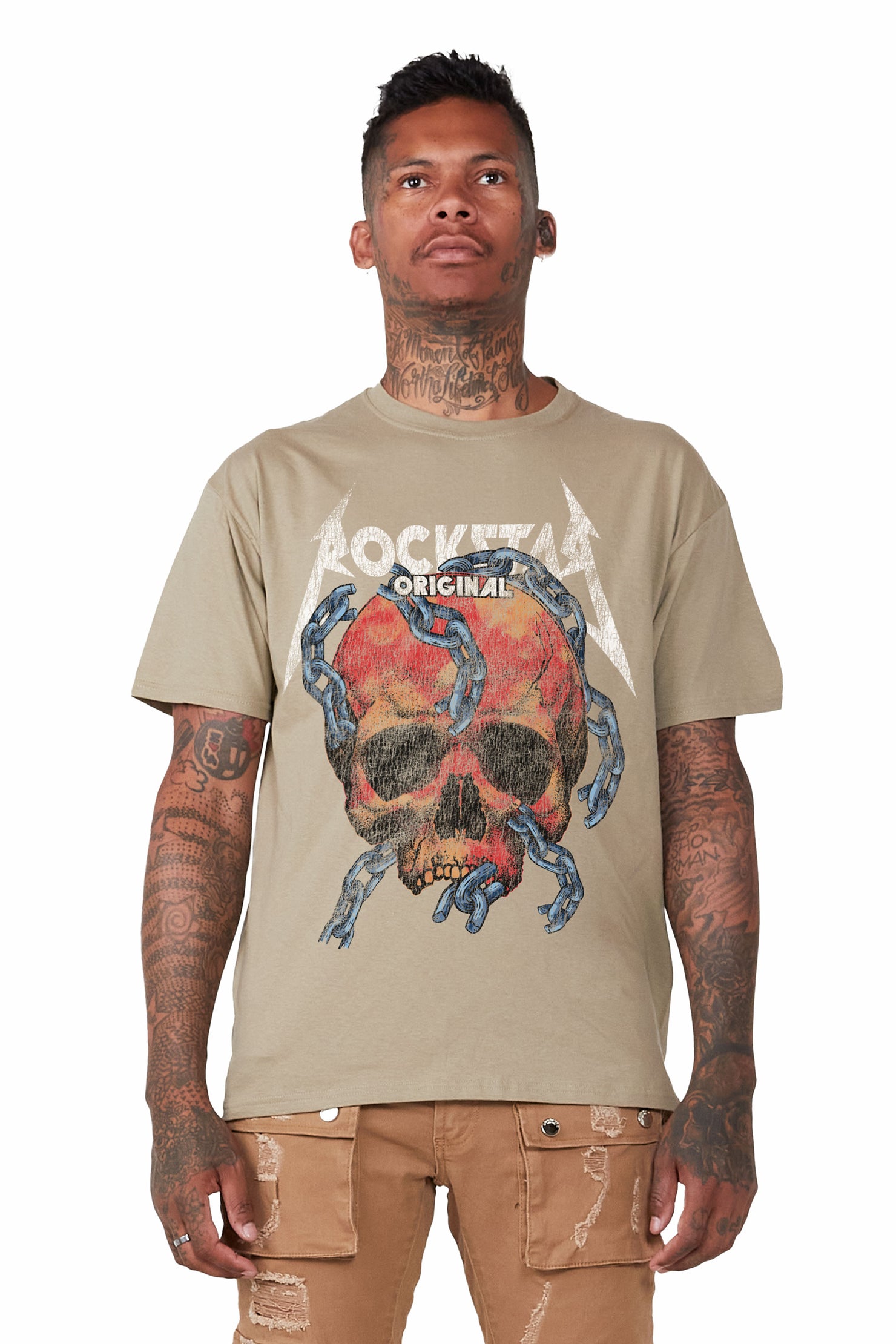 Clester Beige Graphic T-Shirt