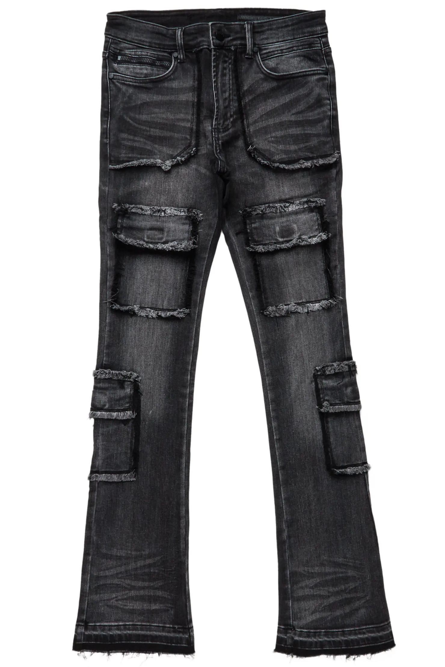Tyrell Grey Wash Stacked Flare Cargo Jean
