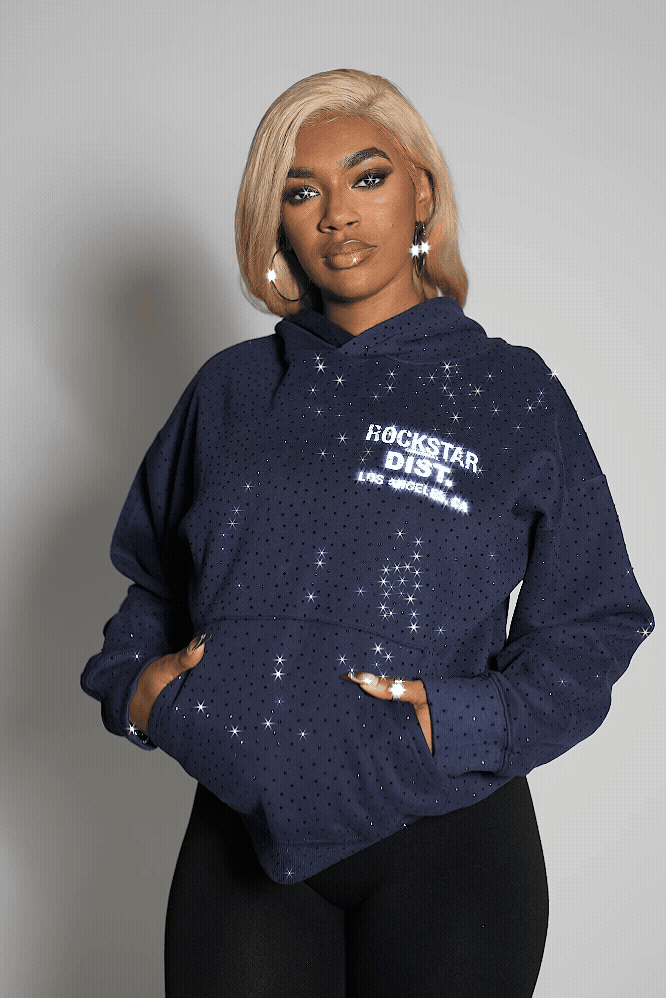 Dalasia Navy Rhinestone Hoodie