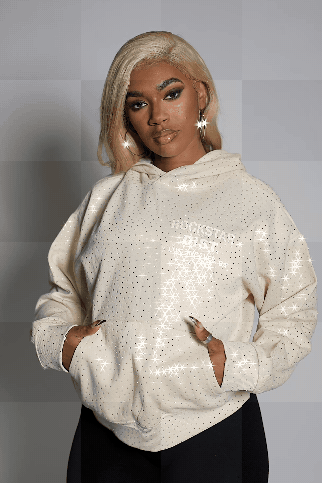 Dalasia Beige Rhinestone Hoodie