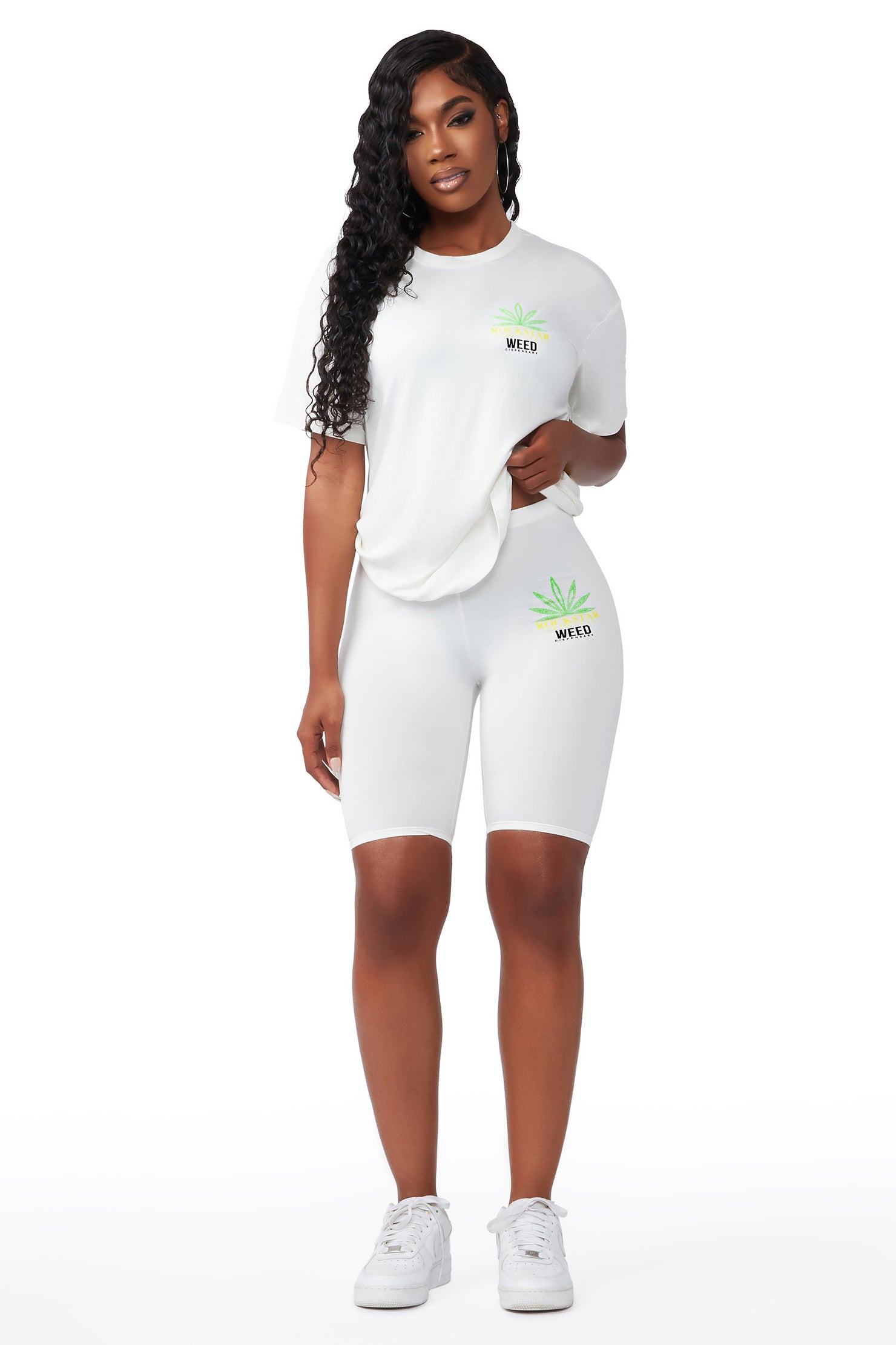 High Like Me White Bike Short Set