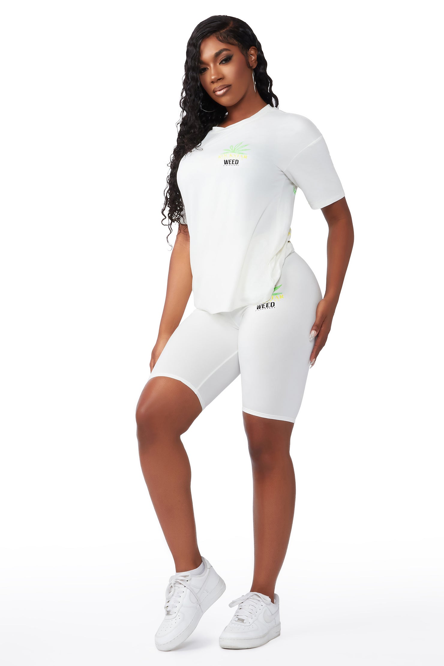 High Like Me White Bike Short Set