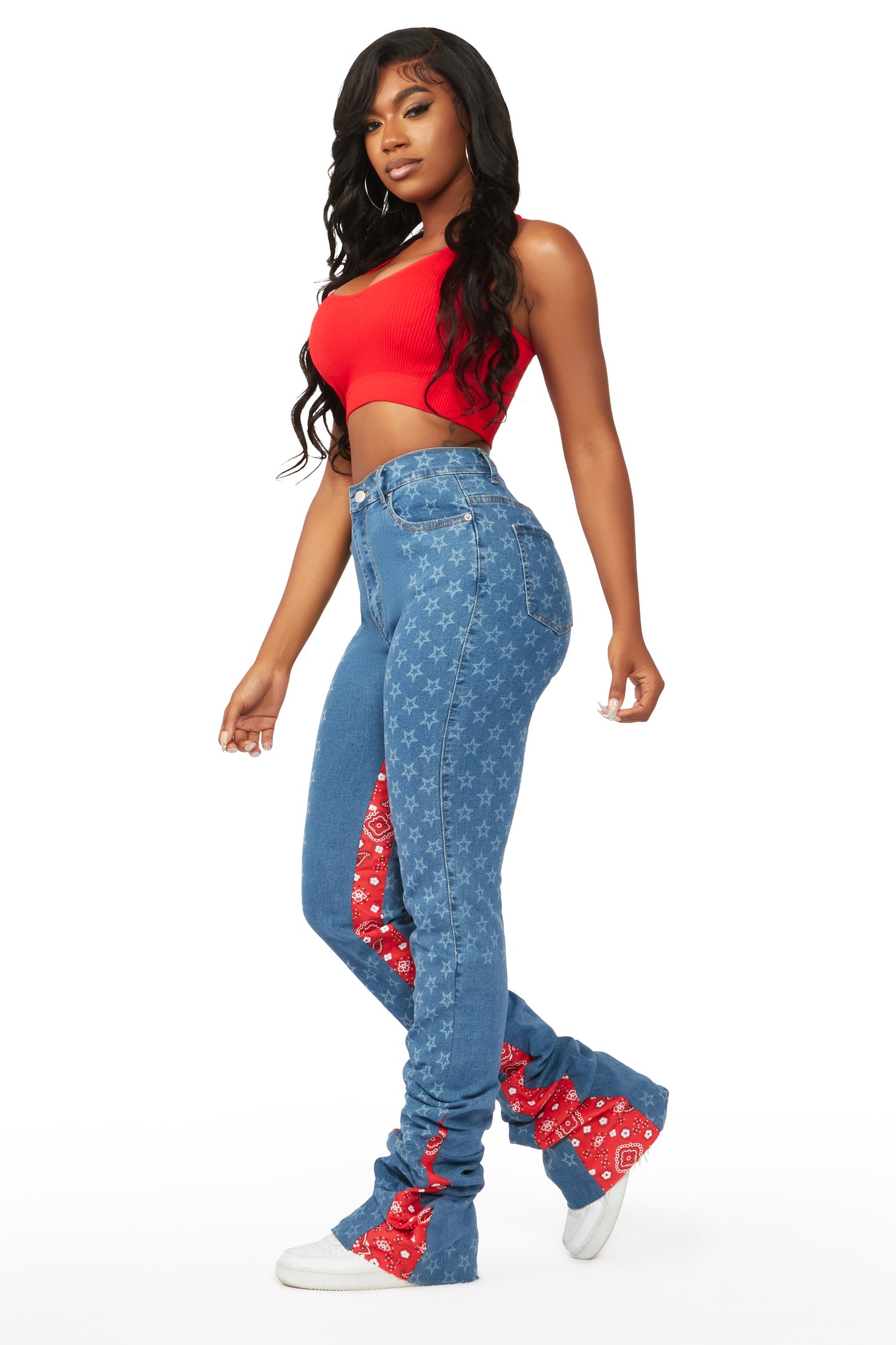 Chasing Stars Med. Wash Super Stacked Jean