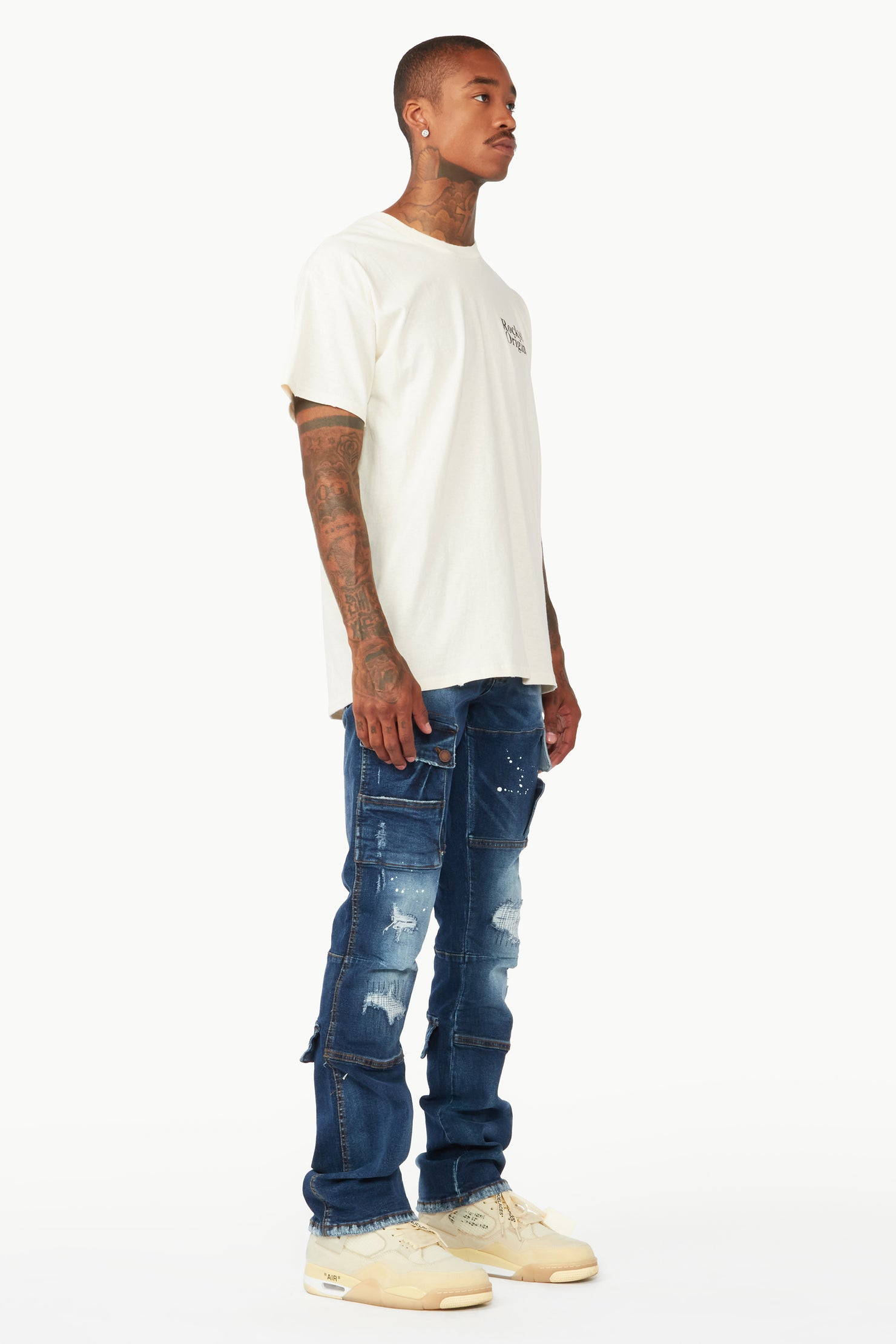 Gannon Dark Blue Stacked Flare Jean
